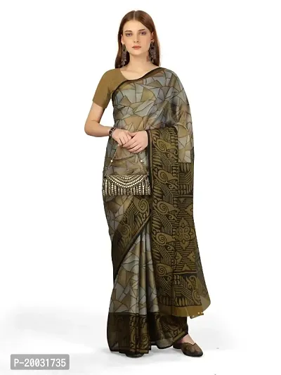 WOMANS PRINTED BRASSO SAREE WITH BLOUSE PIECE-thumb0