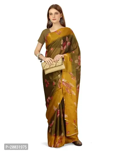 WOMANS PRINTED BRASSO SAREE WITH BLOUSE PIECE