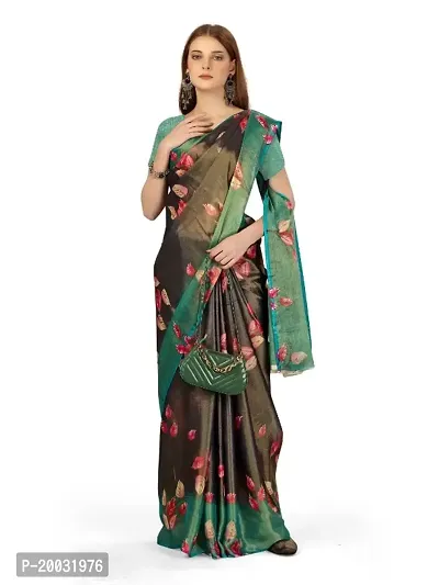 WOMANS PRINTED BRASSO SAREE WITH BLOUSE PIECE-thumb0