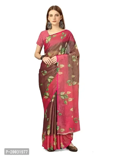 WOMANS PRINTED BRASSO SAREE WITH BLOUSE PIECE