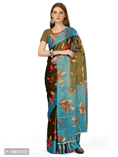 WOMANS PRINTED BRASSO SAREE WITH BLOUSE PIECE