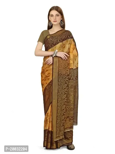 WOMANS PRINTED BRASSO SAREE WITH BLOUSE PIECE