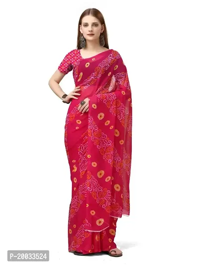 WOMANS PRINTED GEORGETTE SAREE WITH BLOUSE PIECE