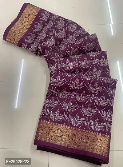 WOMANS PRINTED DOLA SILK SAREE WITH BLOUSE PIECE