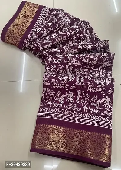 WOMANS PRINTED DOLA SILK SAREE WITH BLOUSE PIECE