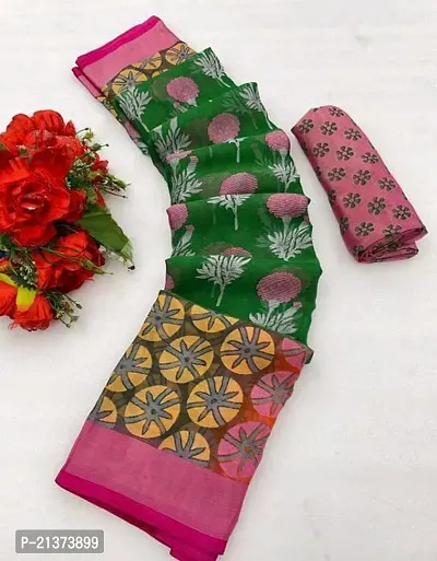 Classic Brasso Printed Saree with Blouse piece