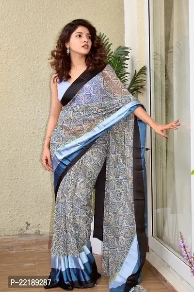 WOMANS PRINTED GEORGETTE  SAREE WITH BLOUSE PIECE