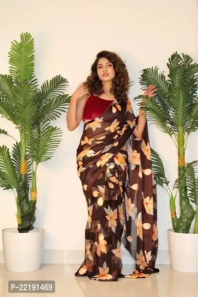WOMANS PRINTED GEORGETTE  SAREE WITH BLOUSE PIECE
