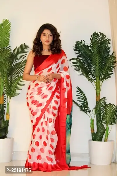 WOMANS PRINTED GEORGETTE SAREE WITH BLOUSE PIECE-thumb0