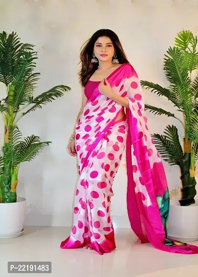 WOMANS PRINTED GEORGETTE   SAREE WITH BLOUSE PIECE
