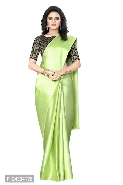 Elegant Cotton Printed Satin Saree With Blouse Piece For Women