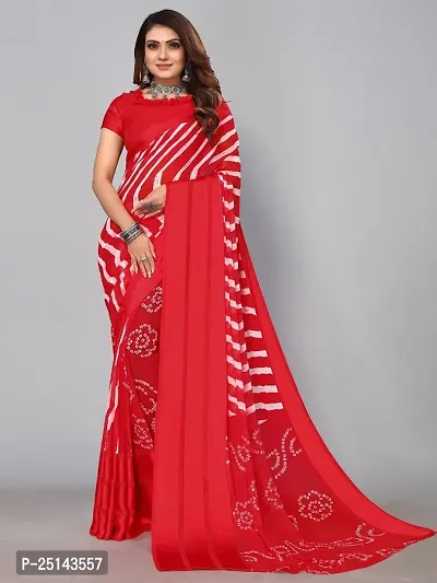 Woman Georgette Printed Saree With Blouse Piece