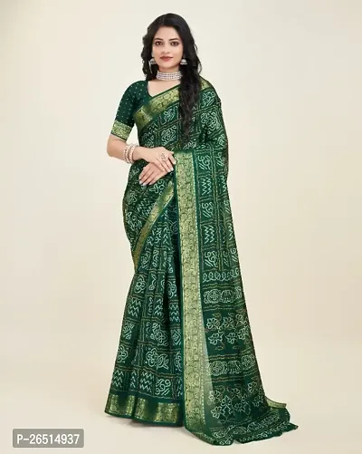 Classic Silk Blend Printed Saree with Blouse piece-thumb0