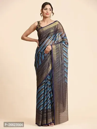 WOMANS PRINTED BRASSO SAREE WITH BLOUSE PIECE-thumb0