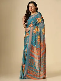 WOMANS PRINTED BRASSO SAREE WITH BLOUSE PIECE-thumb1