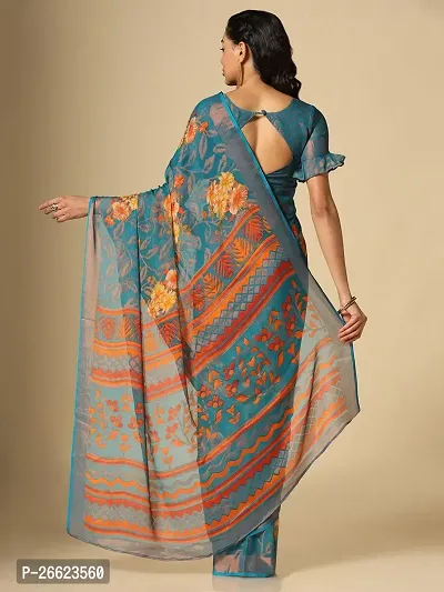 WOMANS PRINTED BRASSO SAREE WITH BLOUSE PIECE-thumb4