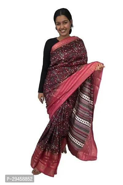 Beautiful Silk Blend Printed Saree with Running Blouse piece