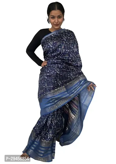 Beautiful Silk Blend Printed Saree with Running Blouse piece