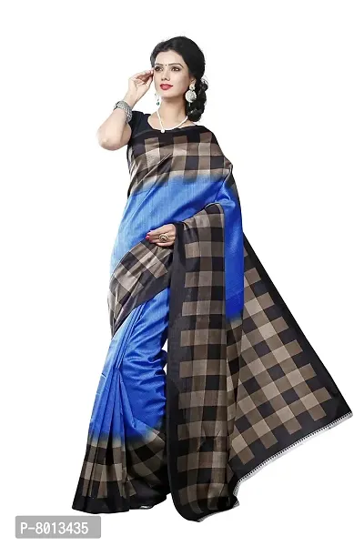 Maxis Designer Women's Checkered Mysore Art Silk Sarees With Blouse Piece (Gold)-thumb0