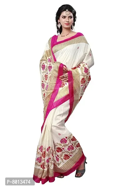 Maxis Women's Bhagalpuri Cotton Silk Saree (EA_BHGLPRI_4549_RANI_Cream)-thumb0