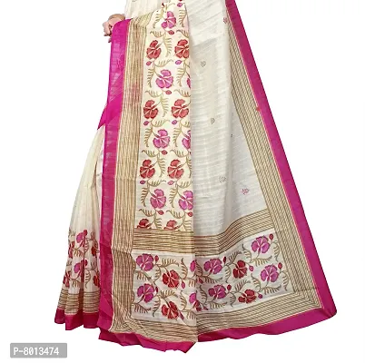 Maxis Women's Bhagalpuri Cotton Silk Saree (EA_BHGLPRI_4549_RANI_Cream)-thumb5