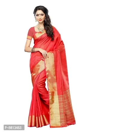 Maxis Women's Bhagalpuri Silk Saree With Blouse Piece (MAXIS_TSRSILK_CORAL_Coral Pink)-thumb0