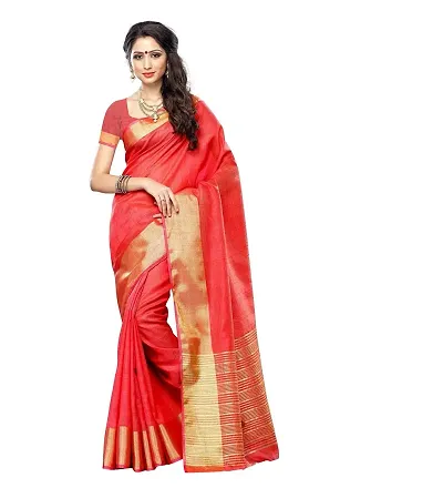 Maxis Women's Bhagalpuri Silk Saree With Blouse Piece (MAXIS_TSRSILK_CORAL_Coral Pink)