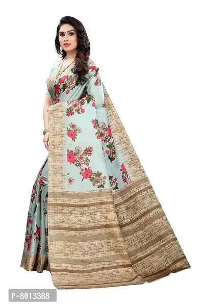Womens's Khadi Silk Cotton Silk Blended Saree (SKY BLUE)-thumb2