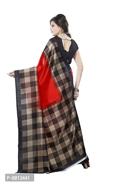 Maxis Designer Women's Checkered Mysore Art Silk Sarees With Blouse Piece (Mustard)-thumb3