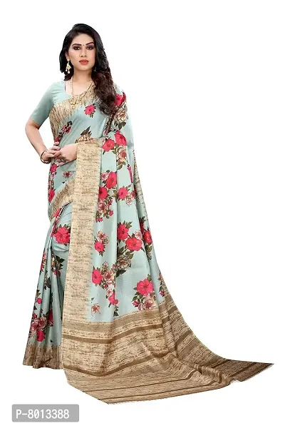 Womens's Khadi Silk Cotton Silk Blended Saree (SKY BLUE)-thumb0