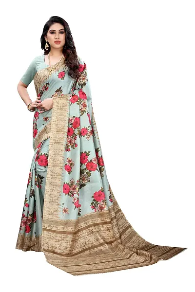 Womens's Khadi Silk Cotton Silk Blended Saree (SKY BLUE)