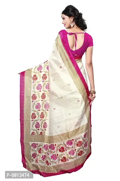 Maxis Women's Bhagalpuri Cotton Silk Saree (EA_BHGLPRI_4549_RANI_Cream)-thumb4