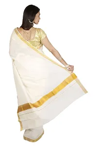 Maxis Women's Kasavu Cotton Saree with Blouse Piece (MAXIKRLPLN216_Off-White)-thumb3
