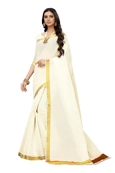 Maxis Women's Saree with Blouse Piece (MAXIS_5PATTI_GREEN_Off-White)