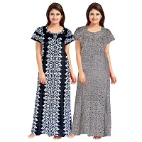 Elegant Multicoloured Cotton Printed Nighty For Women Pack Of 2-thumb1