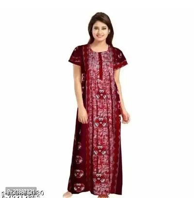 Elegant Multicoloured Cotton Printed Nighty For Women-thumb0