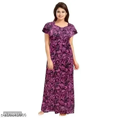 Elegant Multicoloured Cotton Printed Nighty For Women