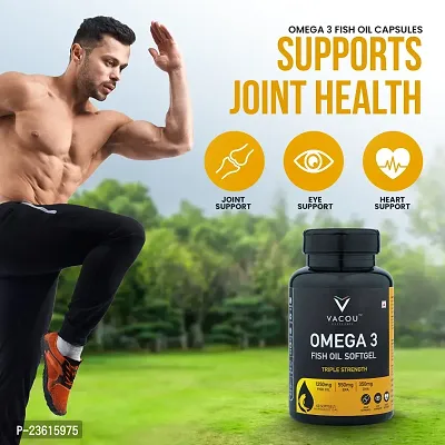 VACOU Omega-3 Fish Oil Supplement - 1250mg, 3x Strength, EPA and DHA Fatty Acids for Heart, Brain, and Joints Health60 Soft Gel Nutraceutical (Pack of 1 | 60 Softgel)-thumb4