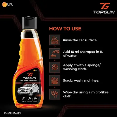 Top Gun Car Wash Shampoo, 250 ml | High Foam | Remove tough dirt | Safe on paint| PH Balance-thumb2