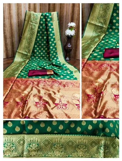 Self Design Banarasi Cotton Silk Saree with Blouse Piece