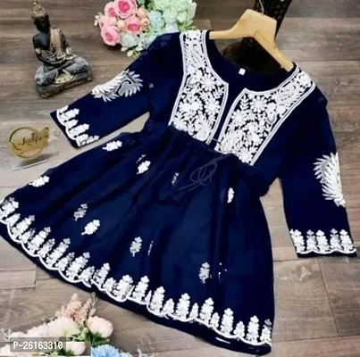 Classic Georgette Embroidered Short Kurtis for Women