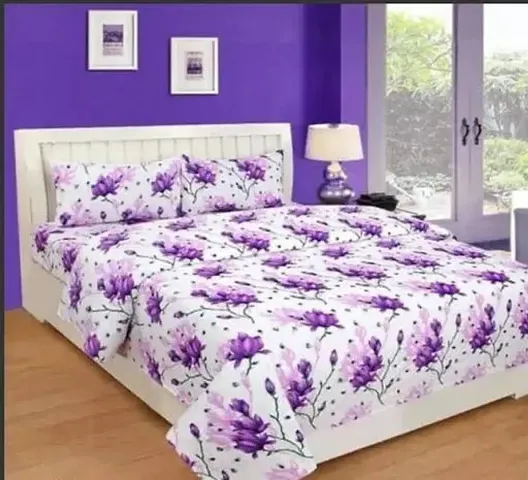 Vaastu Furnishings 144 TC Polycotton 3D Printed Double Bedsheet with 2 Pillow Covers (Multicolour, Size 87 x 87 Inch)