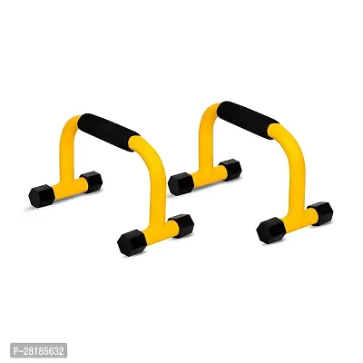 Deviant Buzz Metal Push Up Bar with Foam Handles | Push Up Bar Stand for Gym  Home Exercise, Dips/Push Up Stand for Men  Women (Yellow)-thumb0