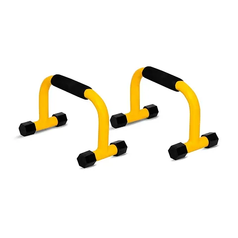 Deviant Buzz Metal Push Up Bar with Foam Handles | Push Up Bar Stand for Gym  Home Exercise, Dips/Push Up Stand for Men  Women (Yellow)