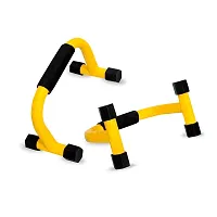 Deviant Buzz Metal Push Up Bar with Foam Handles | Push Up Bar Stand for Gym  Home Exercise, Dips/Push Up Stand for Men  Women (Yellow)-thumb1