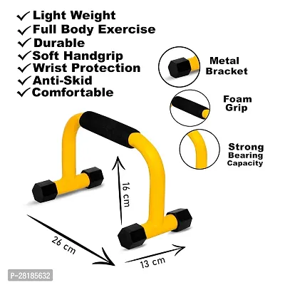 Deviant Buzz Metal Push Up Bar with Foam Handles | Push Up Bar Stand for Gym  Home Exercise, Dips/Push Up Stand for Men  Women (Yellow)-thumb5