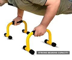 Deviant Buzz Metal Push Up Bar with Foam Handles | Push Up Bar Stand for Gym  Home Exercise, Dips/Push Up Stand for Men  Women (Yellow)-thumb3