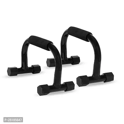 Deviant Buzz Metal Push Up Bar Stand With Soft Handle Grip Non Slip Bars For Home  Gym Workout (Black)-thumb0
