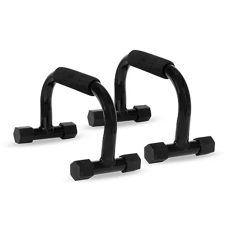 Deviant Buzz Metal Push Up Bar Stand With Soft Handle Grip Non Slip Bars For Home  Gym Workout (Black)