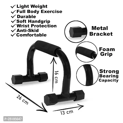 Deviant Buzz Metal Push Up Bar Stand With Soft Handle Grip Non Slip Bars For Home  Gym Workout (Black)-thumb5